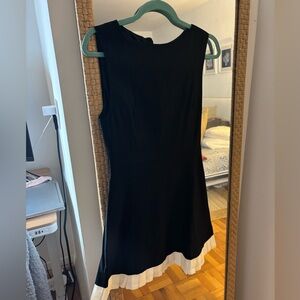 NWT Classic Black Sleeveless Dress with White Pleated Hem